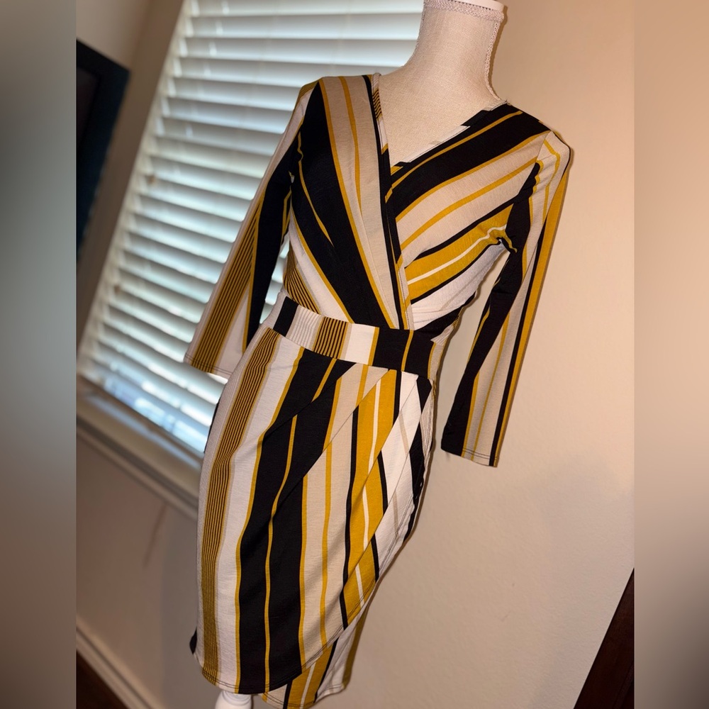 Bold Striped Wrap Dress